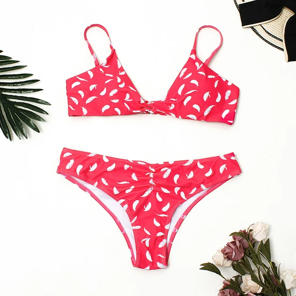 

MUQGEW 2019 Low Waist Dot Skinny Women Print Swimwear Bikini Bathingsuit Swimsuit Tankini Beach Swimsuit #0125