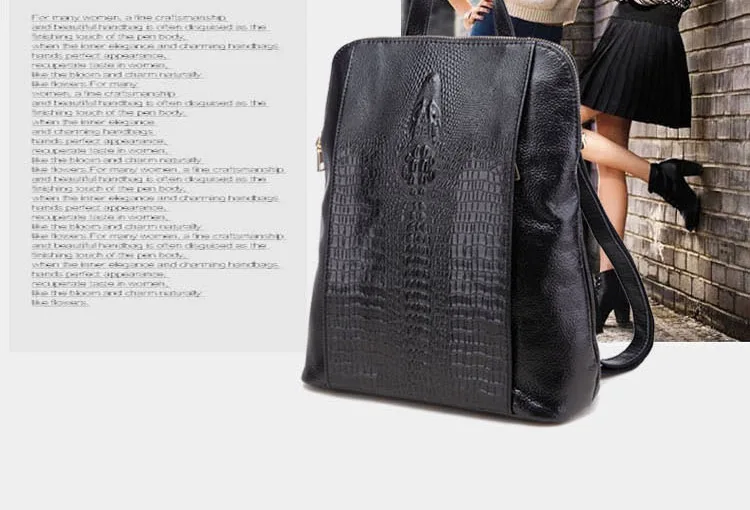 Raged Sheep Women Genuine Leather Backpack 3D Crocodile Women BackPack Daily Bags For Girls College Female Fashion Shoulder Bags