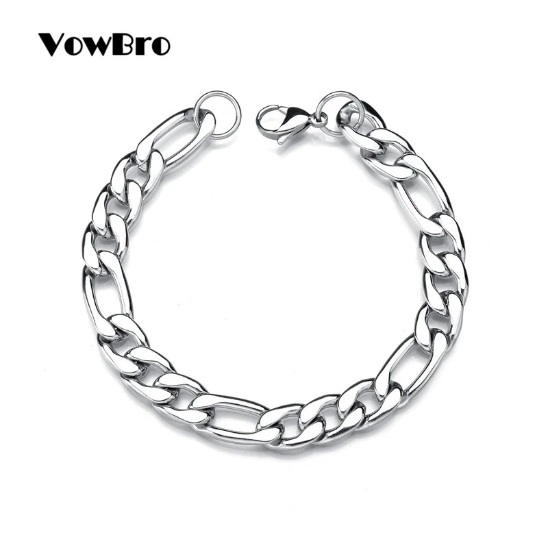 VowBro браслет для мужчин и женщин, панцирная кубинская цепочка из нержавеющей стали, мужские s женские браслеты, цепочки, ювелирные изделия для мужчин