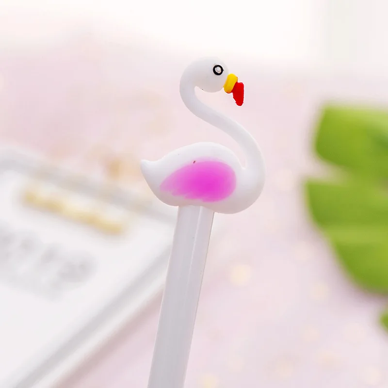 Милая гелевая ручка в виде фламинго Kawaii красивые канцелярские материалы для