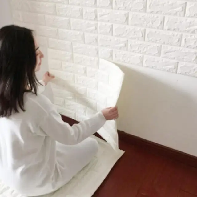3d brick pattern three dimensional wall stickers family adhesive