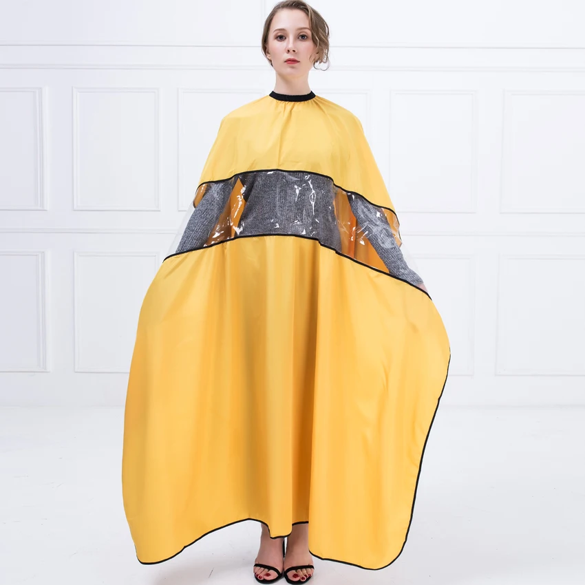 

XL Size Adult Hair Wrap Salon Barber Hairdressing Cape With Transparent Window For Play Phone Hair Dyeing Gown Styling Collar