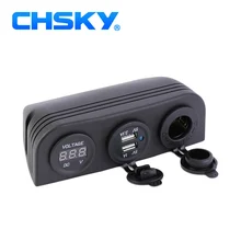 CHSKY Водонепроницаемый двойной USB 5V 3.1A мотоцикл автомобильное зарядное устройство адаптер питания Вольтметр и розетка для автомобильного прикуривателя(не светодиодный светильник