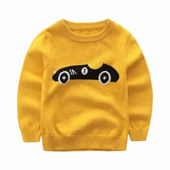 

High Quality Children Boy Sweater 100% Cotton Cardigan Baby Kids Clothing Cartoon Car Striped Winter Thickened Knitted Sweaters