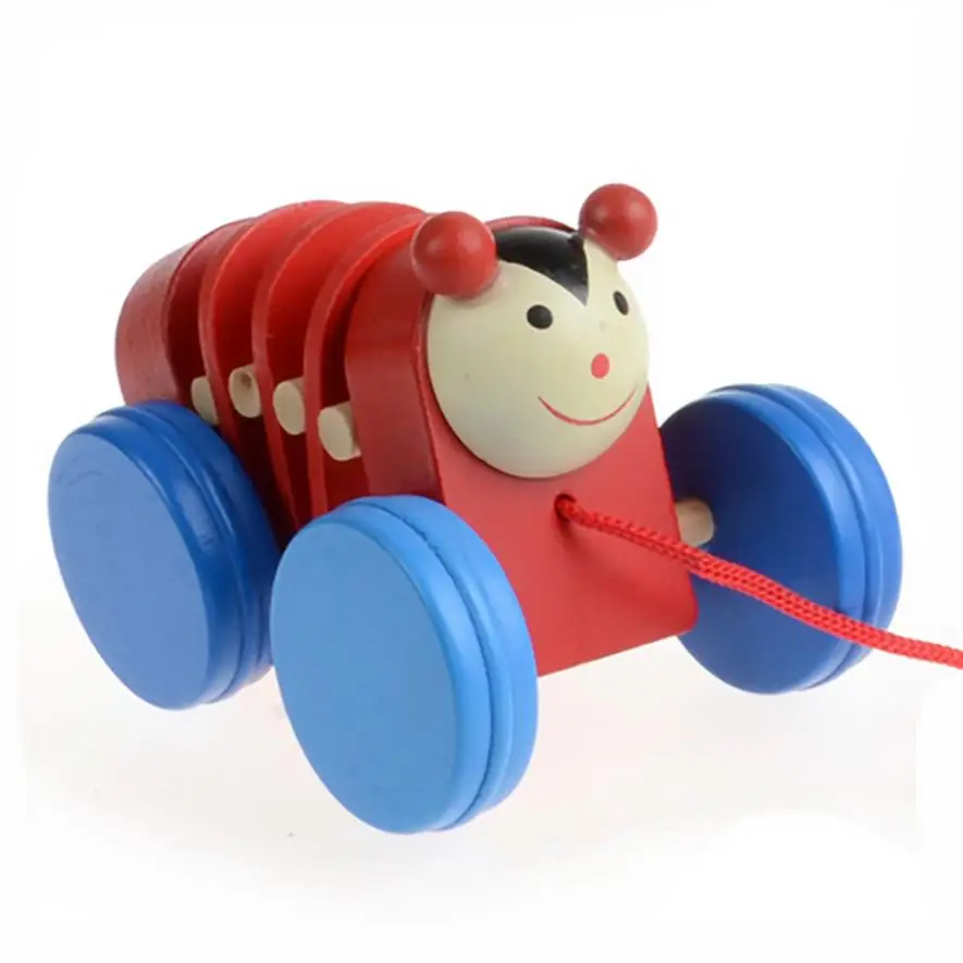 Малыш тянет тележки на колесах с мультяшными животными деревянные развивающие игрушки Dec27