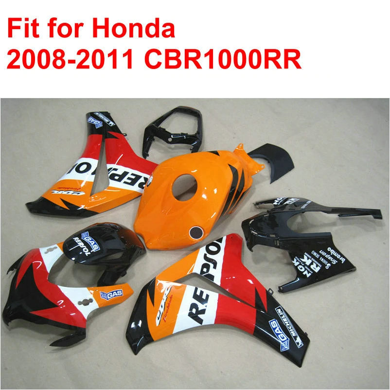 

Plastic fairing kit for HONDA injection mold CBR1000RR fairings 2008-2011 black orange REPSOL sets CBR 1000 RR 08 09 10 11 RT42