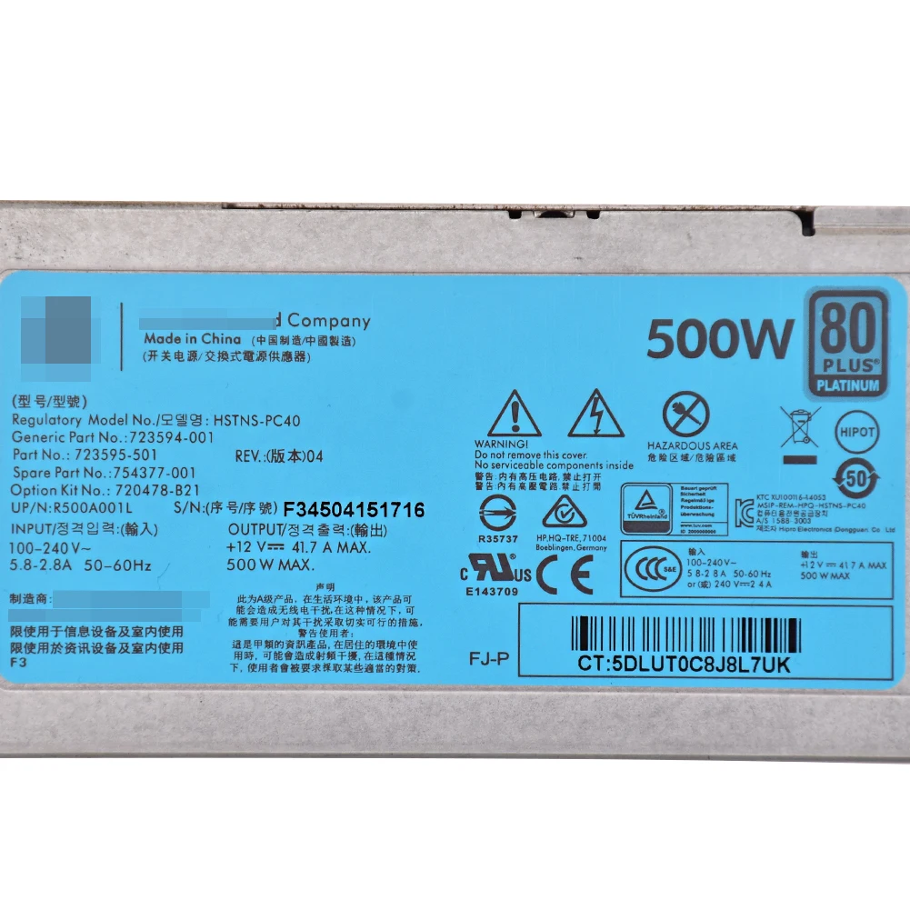 Для G9 500 Вт сервер Мощность 720478-B21 754377-001 723594-001 аккумулятор большой емкости HSTNS-PC40 Питание