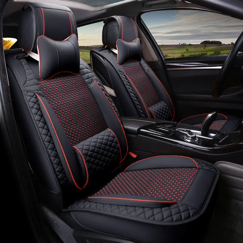 

New luxury ice silk + leather four seasons common seat cover, before and after supporting, suitable for all general models