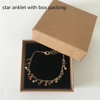 

LOVELY GOLD COLOR PLATING COLORFUL SPOT ON THE ROUND DISC OR STAR CHARM ANKLET OR BRACELET FOR WOMEN