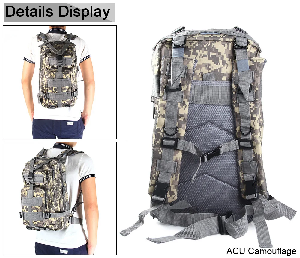 2018 3P Military Army Tactical Backpack 25L Outdoor Sports Bag Men Trekking Travel Camping Hiking Camouflage Bag Cycling Bags