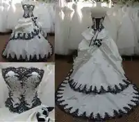 ANGELSBRIDEP Vestidos De Novia White Black Ball Gown Wedding Dresses 2019 Sexy Top Corset Court Train Formal Bridal Gowns Hot