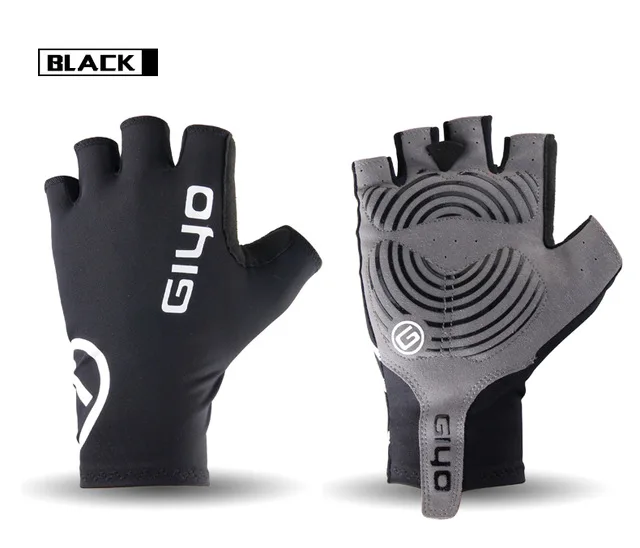 Giyo велосипедные перчатки с открытыми пальцами гелевые спортивные гоночные велосипедные перчатки женские мужские летние дорожные велосипедные перчатки - Цвет: Black