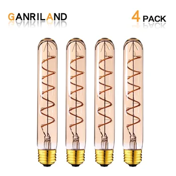

Ganriland Tubular Led Lamp T30 185mm 3W Led Filament Spiral Gold Edison E26 E27 led Bulb 2200K Dimmable Decorative Flexible Lamp