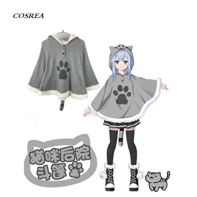 Костюм для косплея COSREA Neko atsum зимняя теплая накидка милые Коты толстовки пальто с