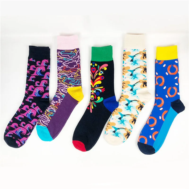 [WPLOIKJD] Модные носки в стиле Харадзюку с геометрическим принтом, Веселые носки в стиле хип-хоп для мальчиков и девочек