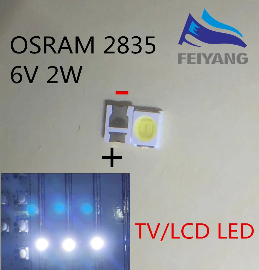 200 шт светодиодной подстветки OSRAM высокой мощности Светодиодный 1,5 W-2 w 6V 1210 3528 2835 131LM холодный белый ЖК-подсветка для ТВ-приложения чип-2