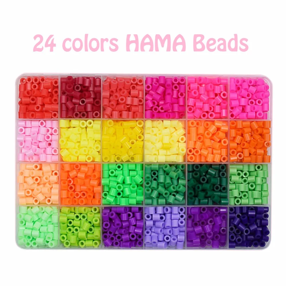 

24 Colors Hama beads 5mm Perler Beads 2400 pcs Craft DIY Handmaking Fuse Creative Intelligent Educational toy for Kids Children