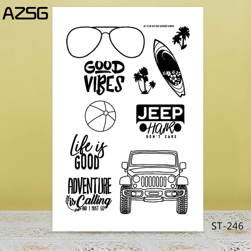 

AZSG Travel Off-road Vehicle Rowboat Clear Stamps/Seals For DIY Scrapbooking/Card Making/Album Decorative Silicone Stamp Crafts