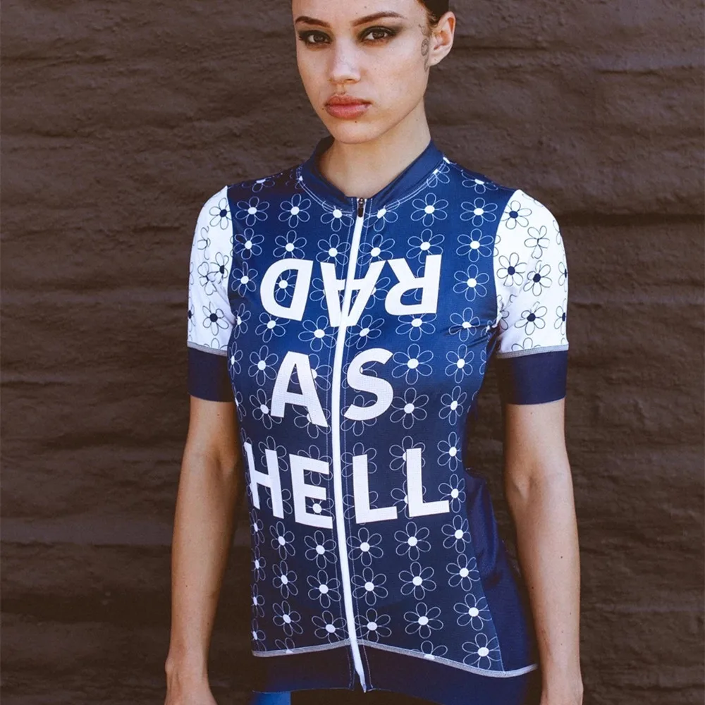 

Love the pain "rad as hell" women cycling jersey summer sweatshirt ropa ciclismo mujer bike tights USA custom cycling shirt