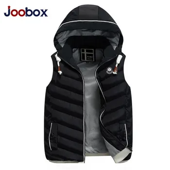 

JOOBOX Autumn Winter hooded Slim Mens Jacket Sleeveless Vest Fashion Hat Detachable Thicken Waistcoat Casual Waterproof Vest