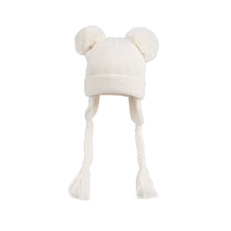 Velvet Knit Nebworn Baby Hat Warm Winter Infant Beanie Twist Lace Up Baby Hat With Pompom Cute Crochet  Hat For Baby Girls Boy   (7)