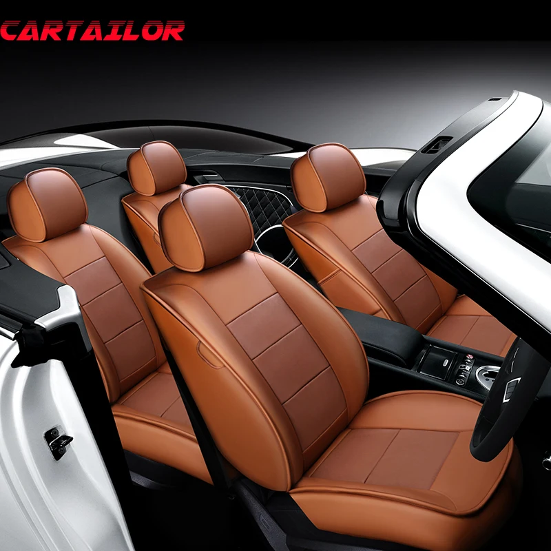 CARTAILOR Cowhide Leather Car Seat Cover for VW Volkswagen Passat