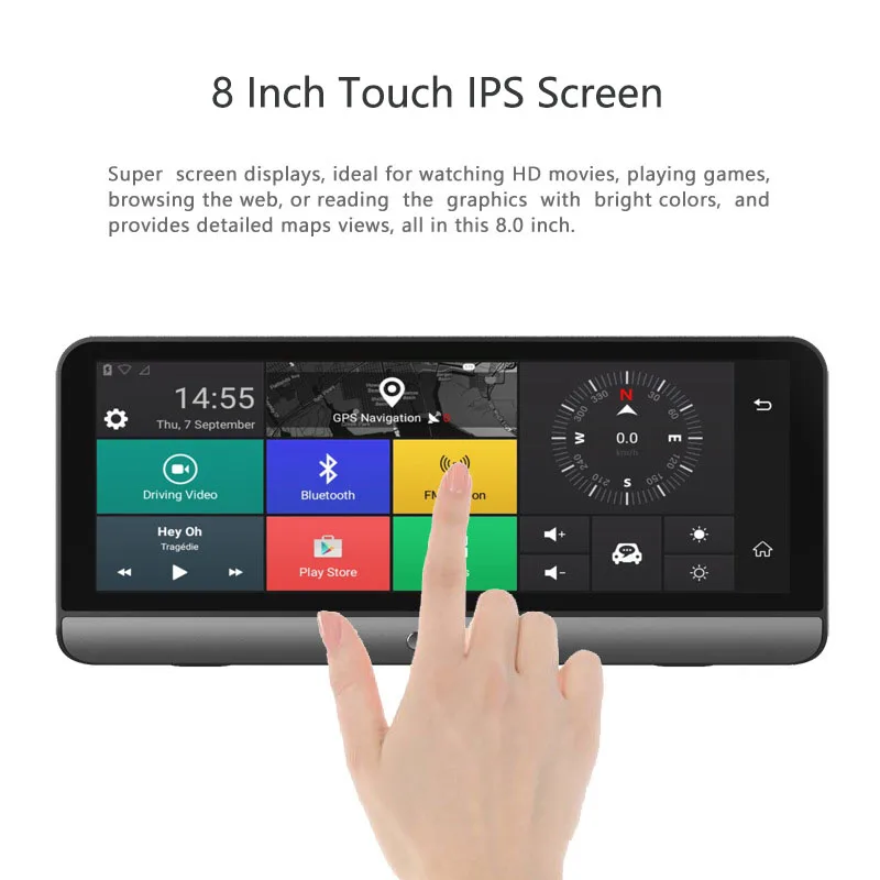 8 &quotips Автомобильный dvr 4G wifi видео регистратор заднего вида тире камера gps FHD 1080P
