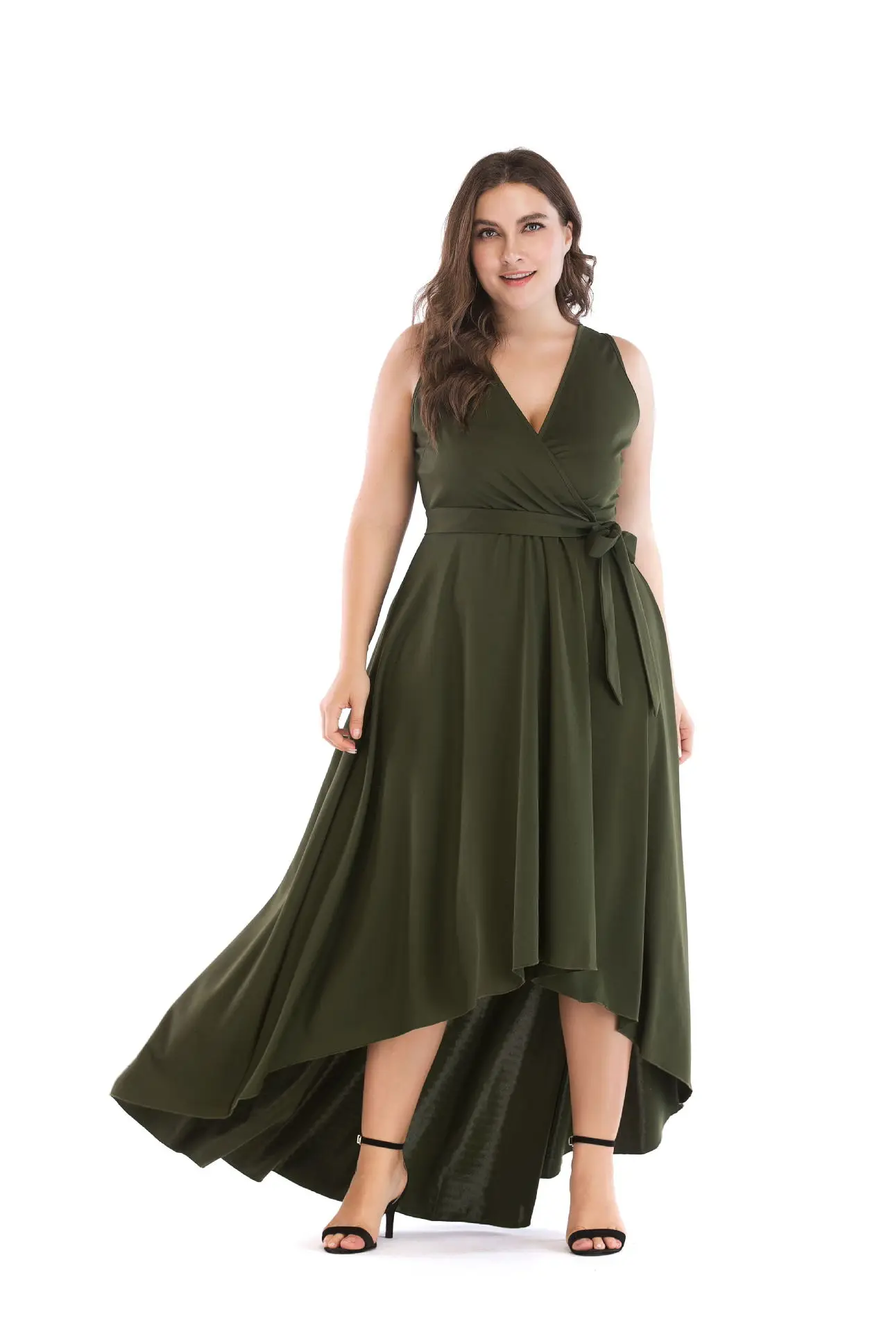olive green plus size dress