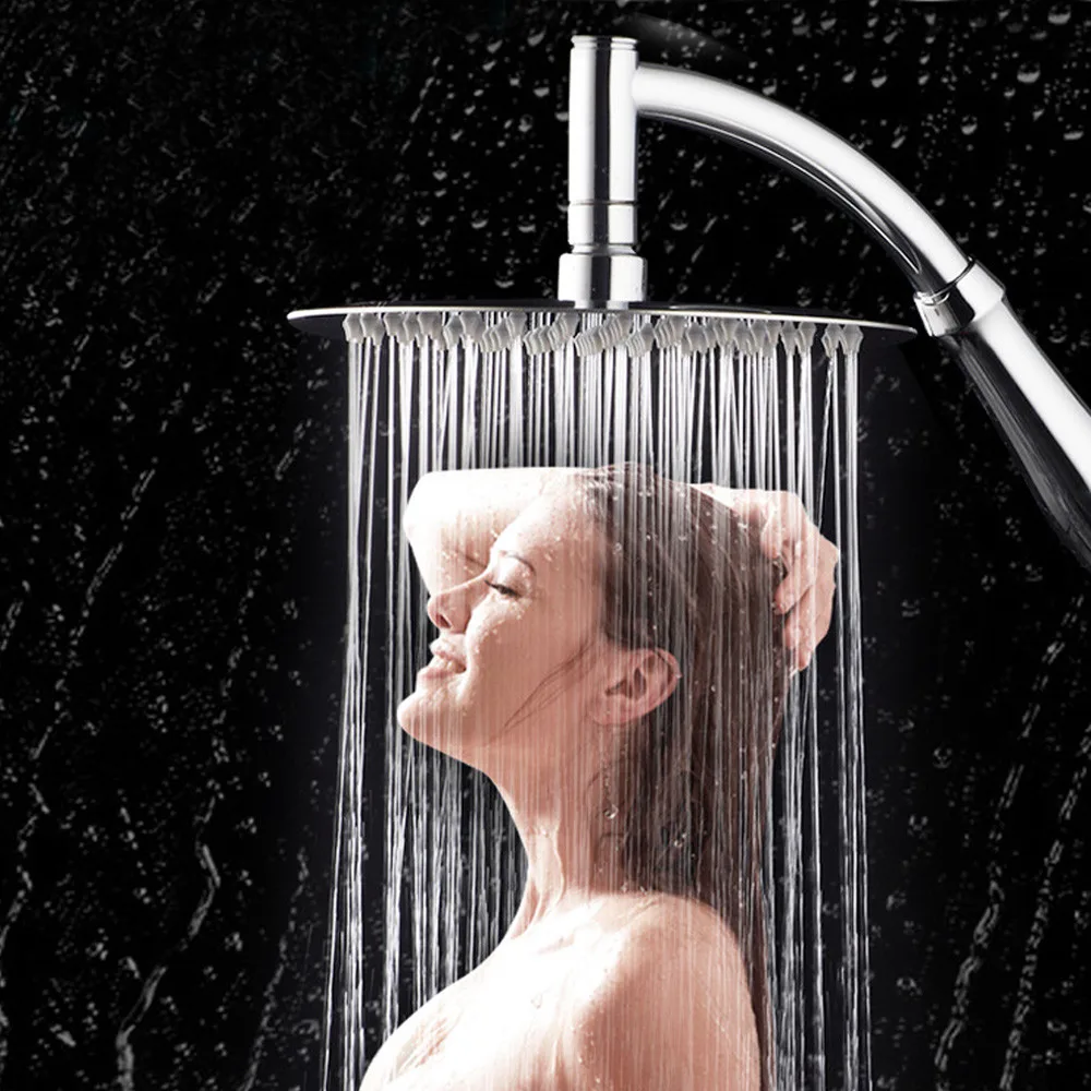 

360 Rotating Round Rain Shower Head Faucet Hand Shower Sprayer Mixer Bathroom Shower Faucet Stainless Steel Rain Spray Top #Z