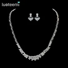LUOTEEMI Estrenar Simple Elegante del Oro Blanco Plateado CZ Del Rhinestone Crystal Choker Collar para Las Mujeres Damas de honor de la Joyería de La Boda