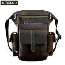 Качественная кожаная Мужская Дизайнерская Повседневная сумка на 8 дюймов, сумка на ремне, многофункциональная модная сумка для путешествий, поясная сумка для ног, 913-5
