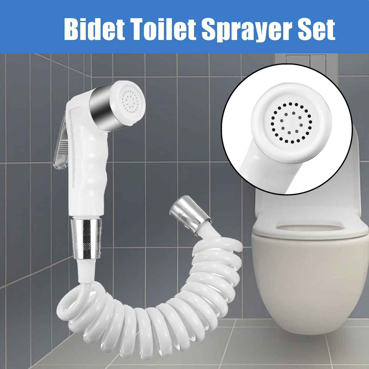 

White ABS Handheld Portable Bidet Toilet Nozzle Sprayer Set Bathroom Bidet Head Nozzle With 1.5M Elastic Shower Hose