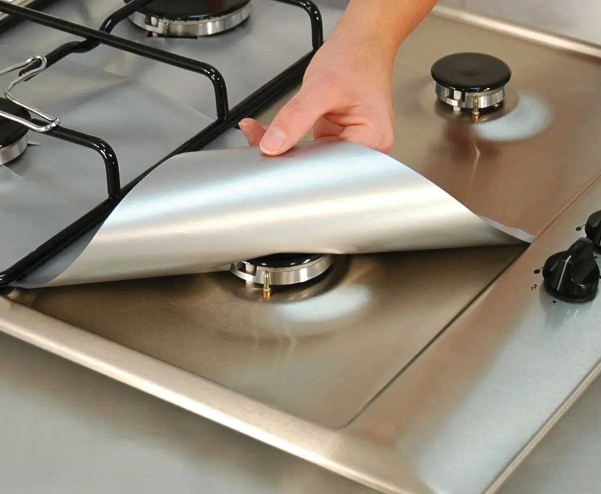 Buy 4Pcs Reusable Foil Gas Hob Range Stovetop Burner