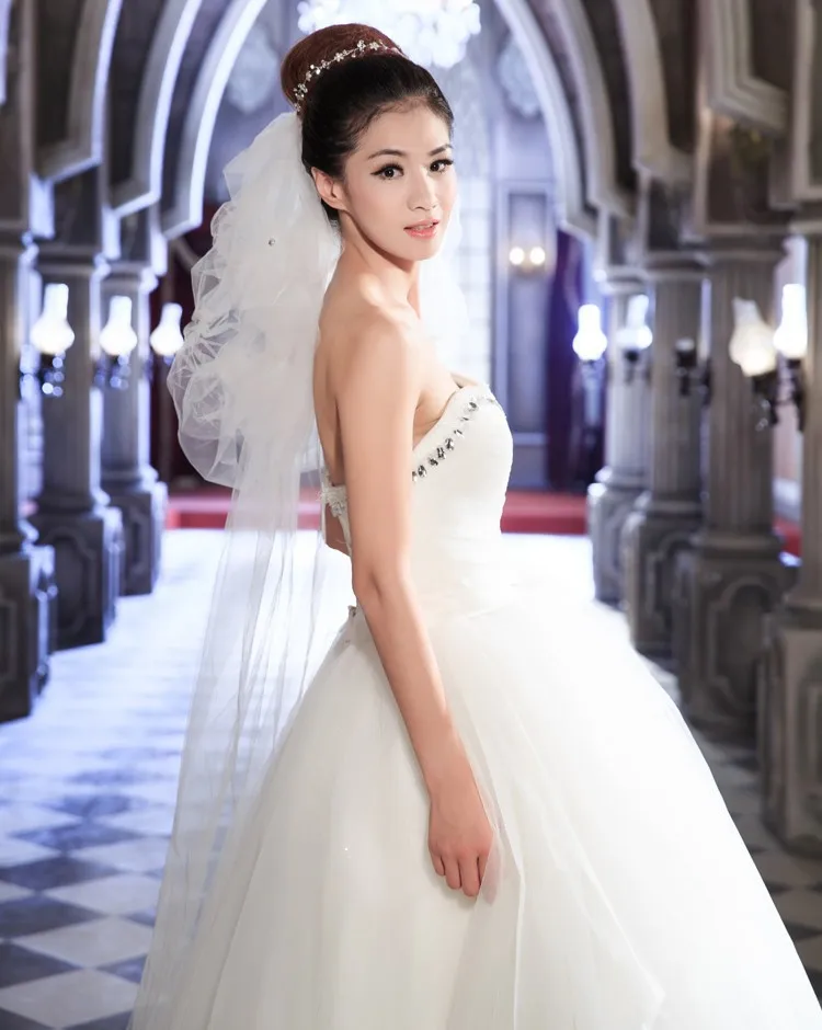  2015 Newly Design Ivory Beaded Ruffled Long Weddi...