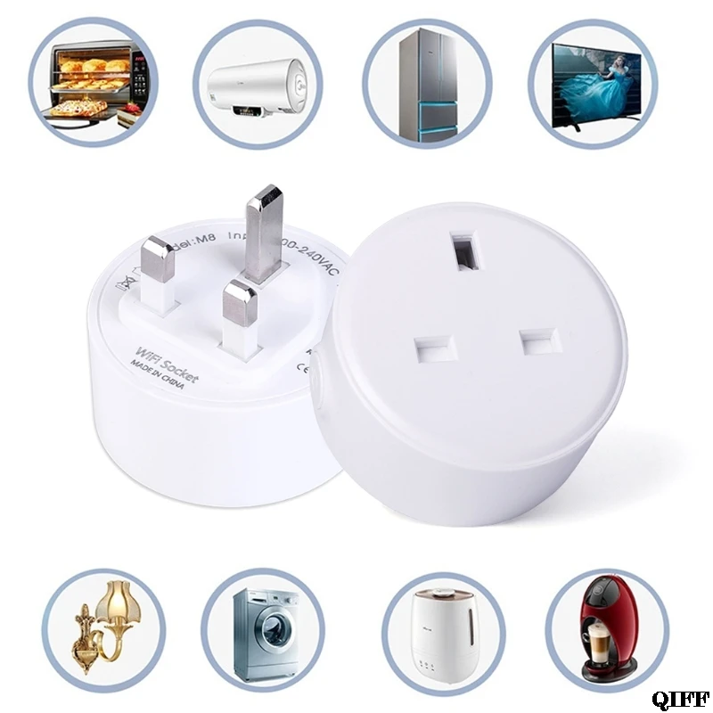 

Dropshipping WiFi Smart Phone Remote Control Timer Switch Power Socket Voice Control UK Plug APR28