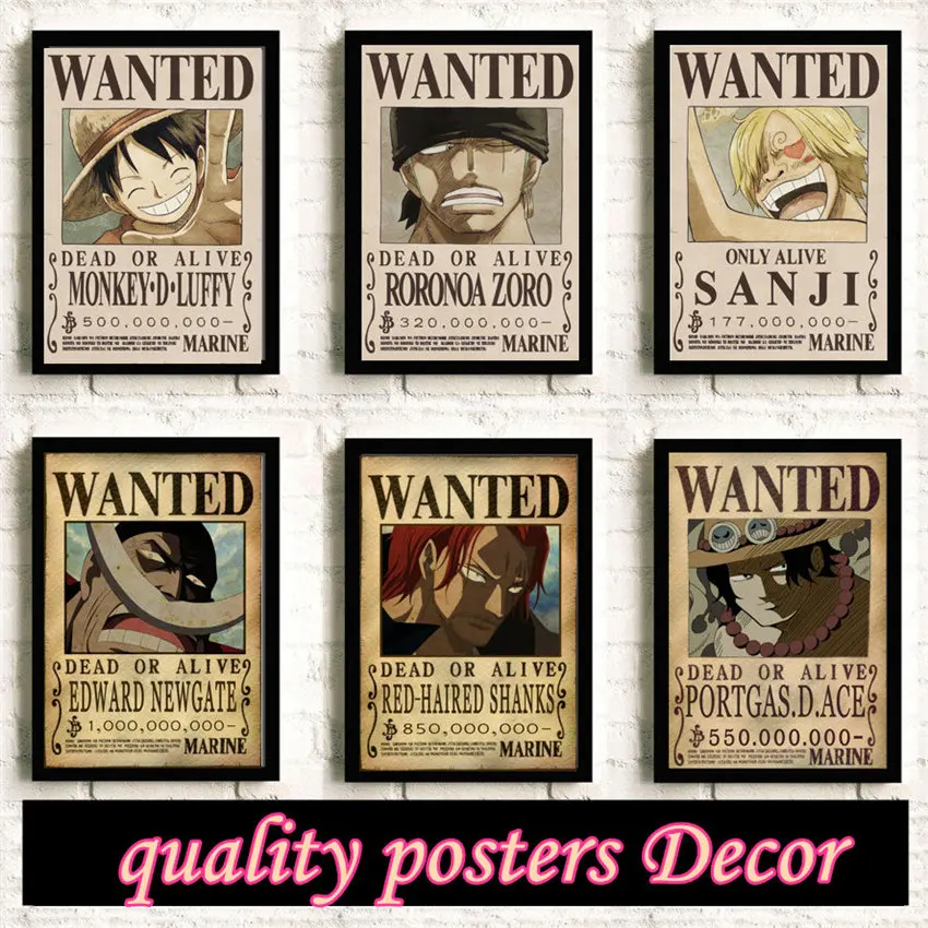 

One Piece Wanted Order Anime Painting quality Home Decor Art Decor room living posters canvas painting No Frame K31