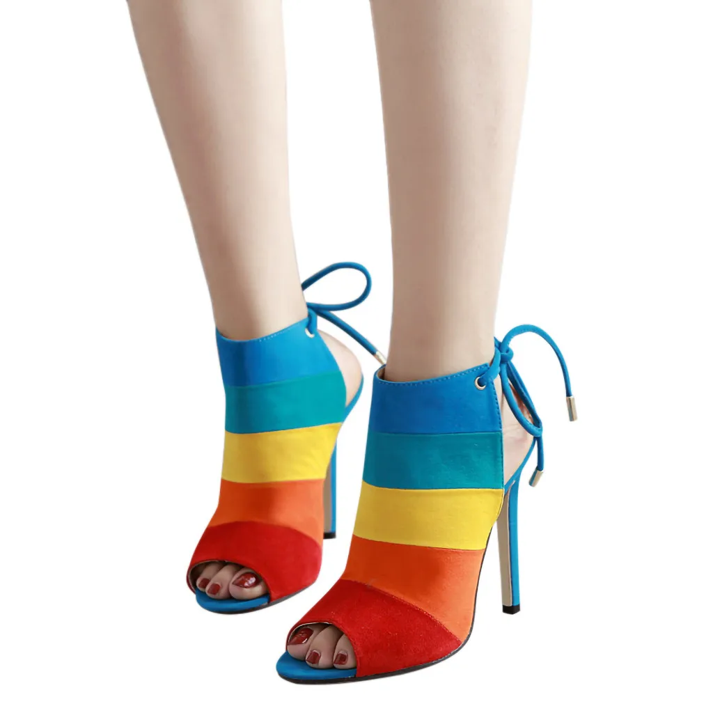 

YOUYEDIAN Super High Thin Heels Women sandals Ankle Cross Strap Roman Lace-up Sturdy High Heel Shoes Fish Mouth Sandals #507g30