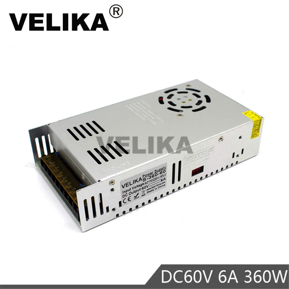 Одиночный выход DC60V источник питания Трансформаторы 110V 220V AC DC 60V 6A 360W SMPS для ЧПУ CCTV шаговый Mptors светильник принтер