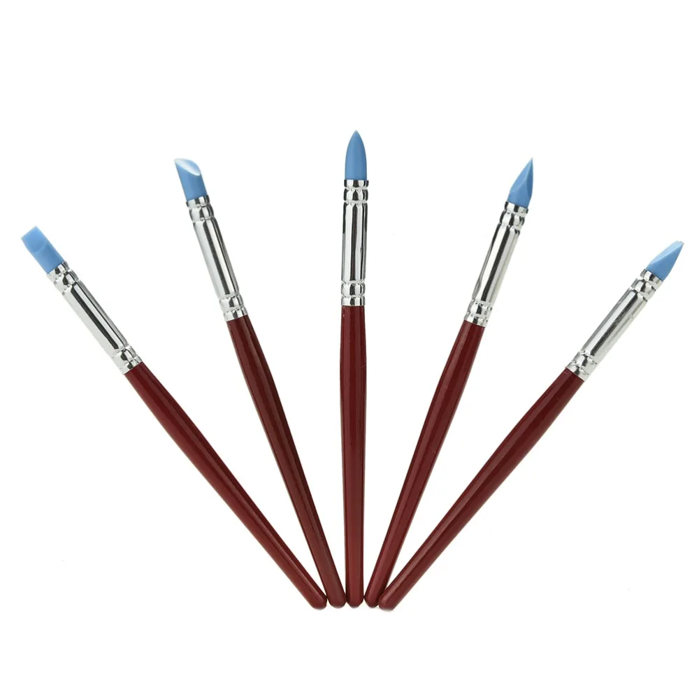 

5PCs Modeling Sculpture Sculpting Carver Carving Tools Art Craft Clay Pottery Tools Pen Silicone Fondant Shaping Pen Brush