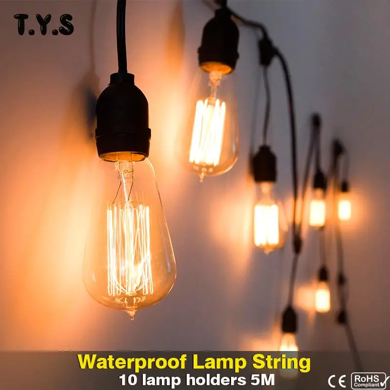 

Waterproof EU Plug 220V Bulb Chain Led String Light E27 Outdoor Lighting Garland Christmas Party Light Chain Wedding Decoration