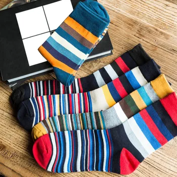 

funny socks Men's colorful Autumn Middle Tube warm Fashion color striped so socks in tube casual cotton socks1.635