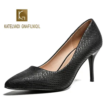 

Woman Shoes High Heels Pumps Black Snake Pattern PU Wedding Shoes Pointed Toe Pump Spring Autumn Dress Shoes zapatos mujer K-256