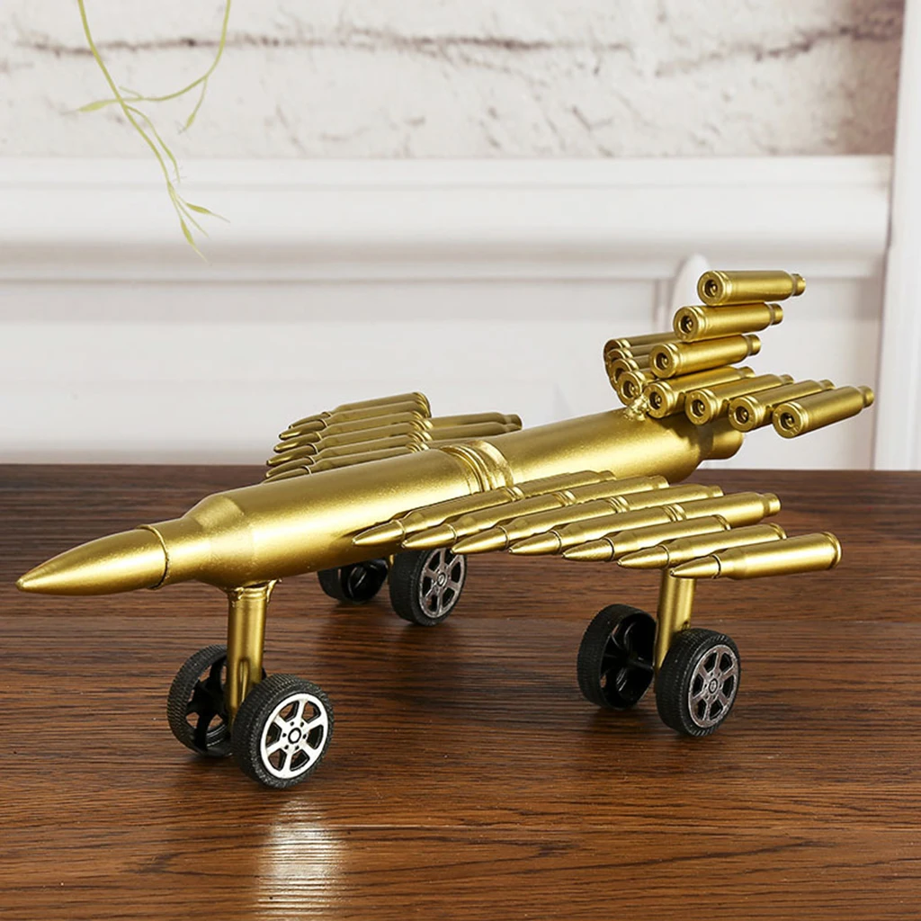 Metal Craft Jet Airplane Model Air Force Aircraft Sculpture Made From Shells Casings Shaped Army Toy Home Decor Gift #B