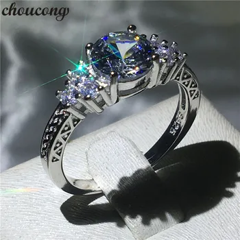 

choucong Female Vintage Ring 1ct 5A Zircon Cz 925 Sterling Silver Engagement Wedding Band Rings for women men Party Jewelry