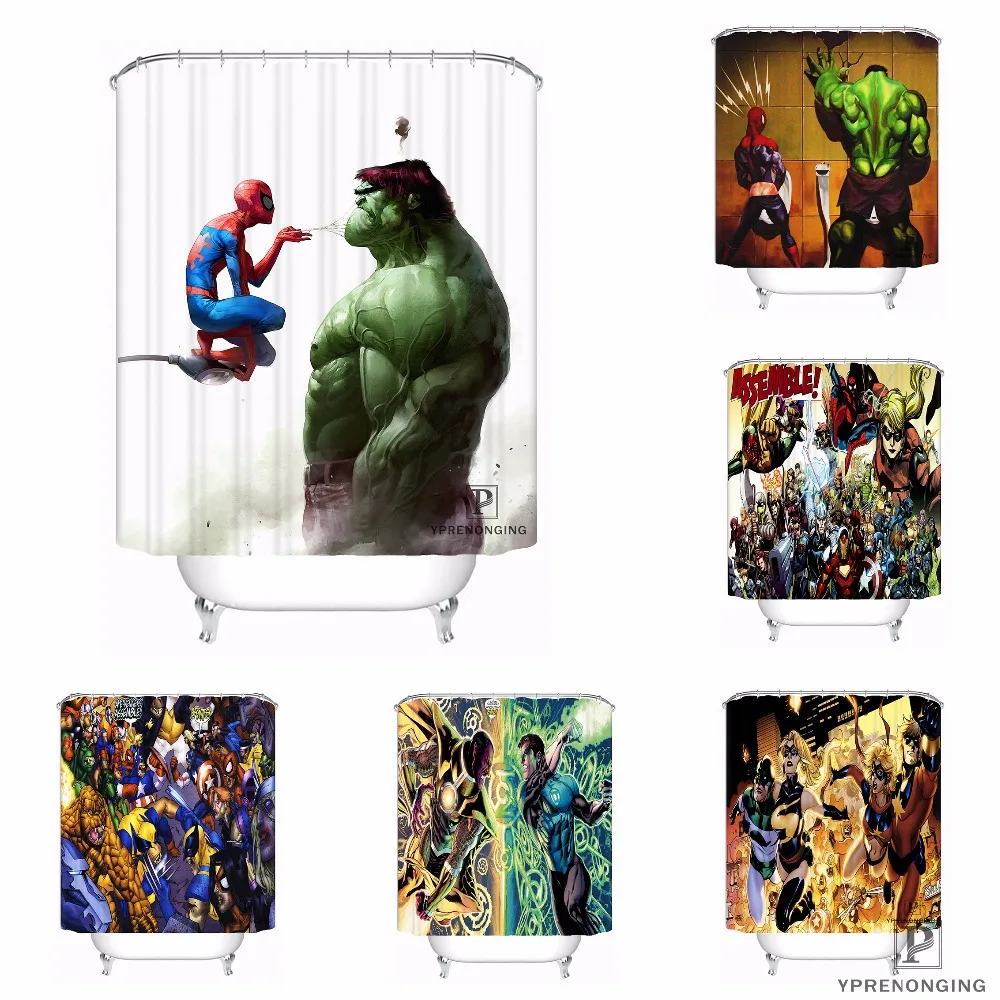 

Custom The Avengers, Marvel Hero Waterproof Shower Curtain Home Bath Bathroom s Hooks Polyester Fabric Multi Sizes#0421-sohu-09
