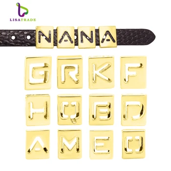 

1300PCS 8MM Gold hollow Slide Letters English Alphabet "A-Z" Fit 8MM DIY Wristband & Bracelet Pet Belt LSSL38*1300