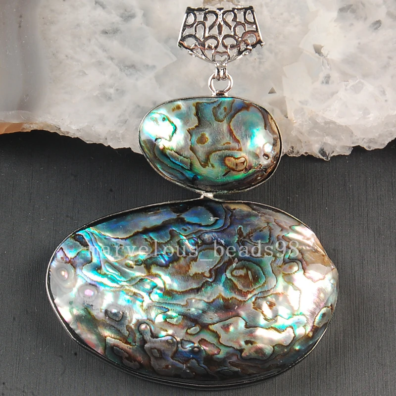 Free Shipping Beautiful jewelry 53x75mm New Zealand Abalone Shell Art