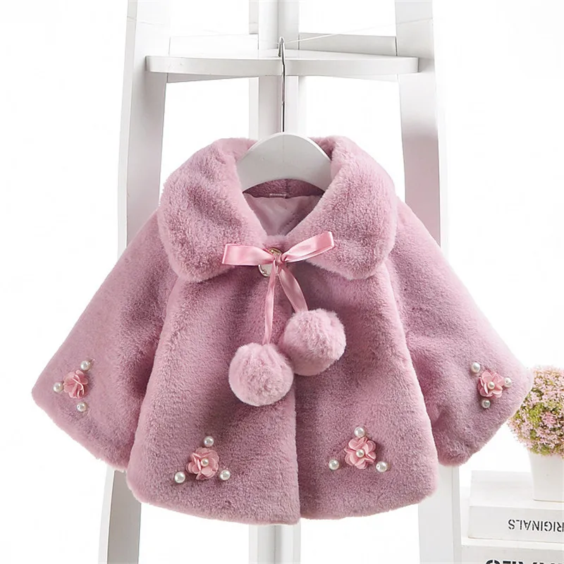 Новая детская одежда весенне-зимнее пальто-накидка для маленьких девочек детские меховые жилеты детский шнур с шариком и жемчугом