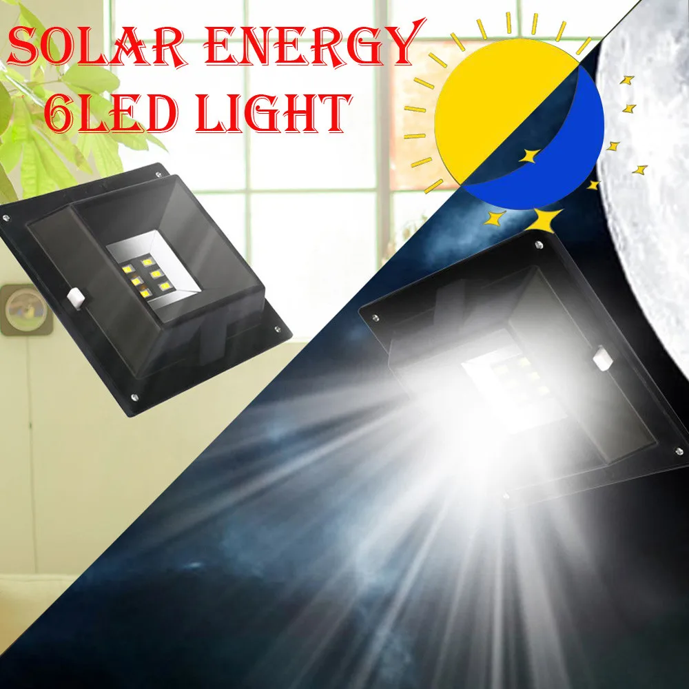 

6 LED Light Waterproof Solar Powered Lamp Wall Mount Lamp Night Light For Outdoor Wall Fence Pathway Garden Patio Gutter#es