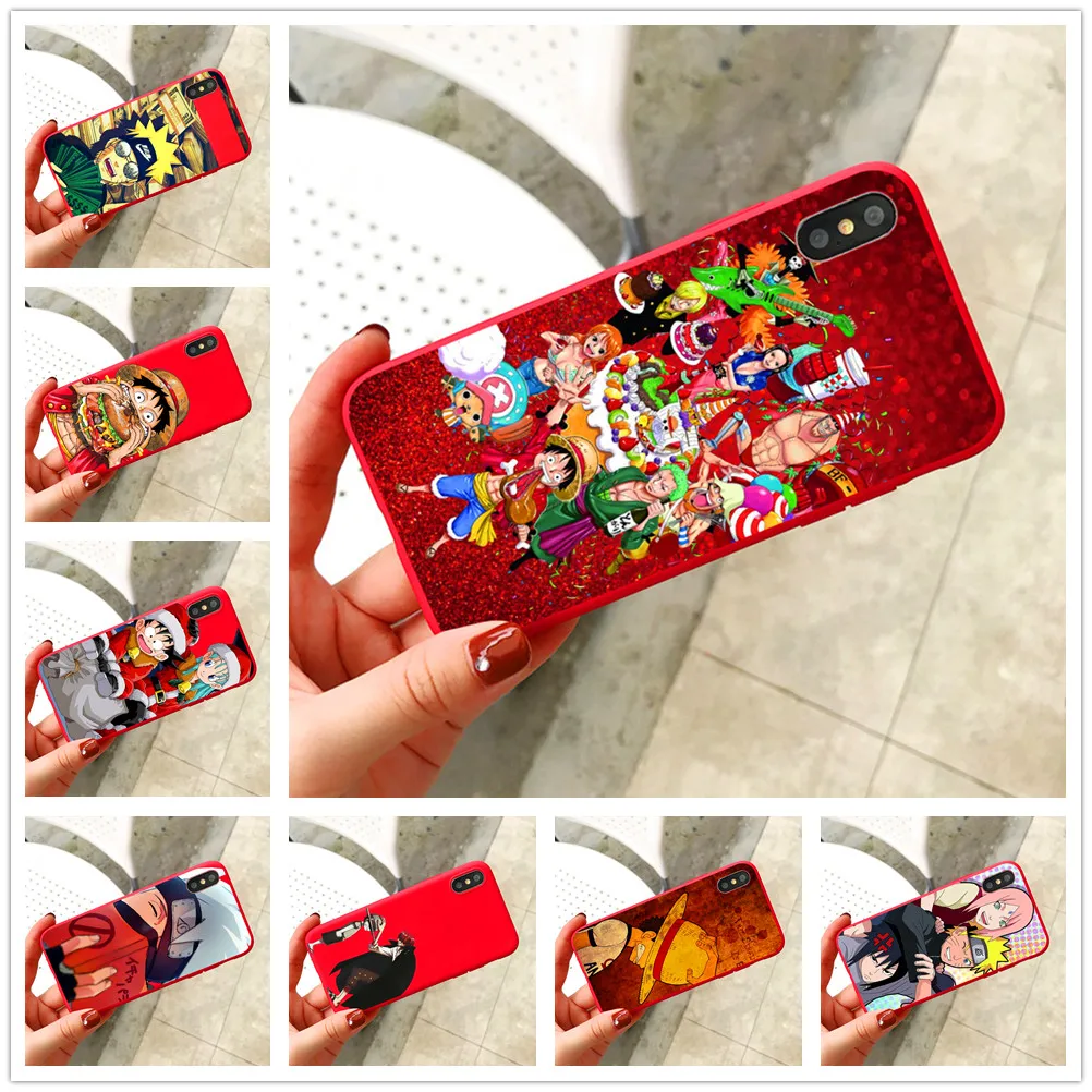 

For iphone Xr Xmax case Fun Son Goku ONE PIECE NARUTO Red soft TPU Fundas cover case for iphone 8 7 6 6s plus X Xs 5 coque shell
